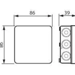 ABB AP9 forgreningsdåse, 86x86x39 mm, sort