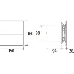 Cata E-100 GTH badventilator, fugtstyring, timer, Ø100 mm, hvid