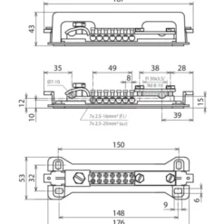 Desitek PAS 9AK potentialudligningsskinne, MS, 7x2,5-25 mm²
