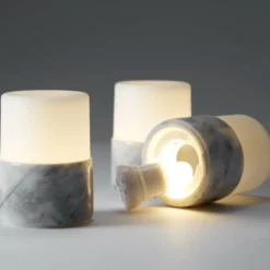 4 stk Duni Bright bordlampe, marmor
