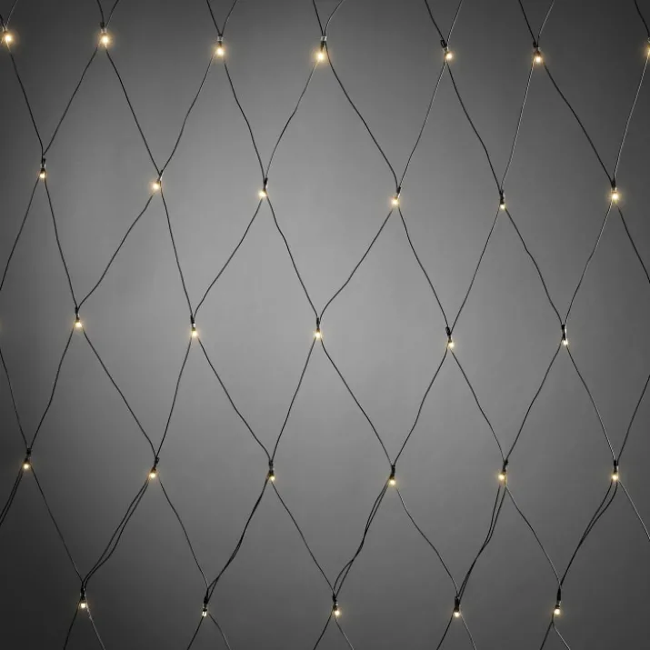 12 stk Konstsmide udendørs lysnet, batteri, 80 varm hvide lys, 160 x 80 cm
