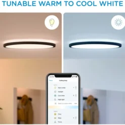 Wiz Superslim plafond, justerbar hvid, sort, Ø43 cm